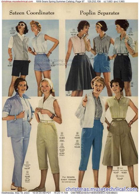 1959 Sears Spring Summer Catalog, Page 97 - Catalogs & Wishbooks 50s Summer Fashion, 1950s Fashion Teenagers, Late 1950s Fashion, 1950s Summer Fashion, 1950s Fashion Trends, 19s Fashion, Mcm Fashion, Audrey Hepburn Style Outfits, 1959 Fashion