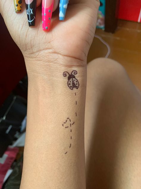 Tattoo Ideas Ladybug, Ladybug Heart Tattoo, Matching Ladybug Tattoos, Elegant Backless Dress, Ladybug Tattoo, Lady Bug Tattoo, Bug Tattoo, Cute Tattoos For Women, Heart Tattoo