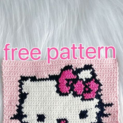 shujun shao on Instagram: "Free Pattern Share  Hi, guys, thanks for loving this hello kitty. I do appreciate all your likes. You can follow the pixel grid to make your own one.   Crochet hook: 3.5mm Yarn: DK weight Finished size: height-24.5cm, width-21cm  If you have any questions, pls let me know, I'd love to help, thanks!!!  Have fun❤️❤️❤️." Hello Kitty Crochet Graph, Hello Kitty Crochet Grid Pattern, Hello Kitty Pixel Crochet, Hello Kitty Crochet Tapestry, Hello Kitty Granny Square Pattern, Hello Kitty Pixel Grid, Crochet Grid Patterns Small Simple, Hello Kitty Crochet Blanket, Hello Kitty Graph