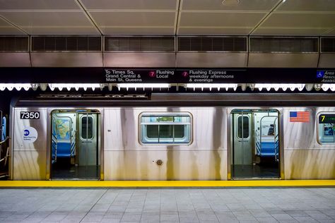 NYC Subway Photos — DSC_0847 by IntExp7 Nyc Subway Train, Subway Photos, Brooklyn Cafe, Pink Retro Wallpaper, Mta Subway, Modern Lobby, Train Drawing, Episode Backgrounds, Door Picture