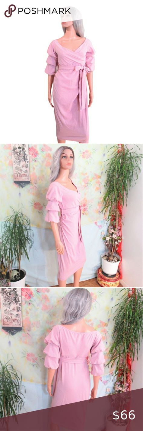 NEW Boohoo Maternity Crepe  Dusty Pink Puff Sleeve Midi Boohoo Maternity, Pretty Pregnant, Asos Maternity, Tea Garden, Garden Office, Fashion Deals, Shower Party, Maternity Dresses, Empire Waist