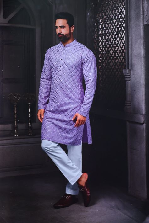 Lavender Colour Kurta For Men, Lakhnavi Kurta For Men, Lakhnavi Kurta Design For Men, Purple Kurta For Men, Mehndi Dress For Mens, Patiyala Salwar, Churidar Pajama, Picture Purple, Kids Kurta Pajama