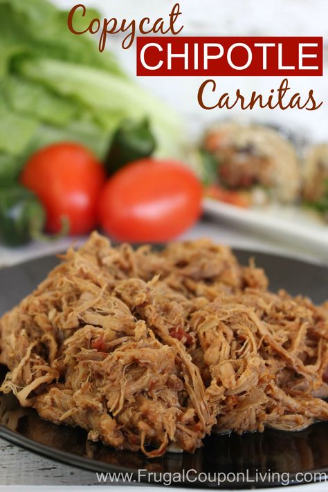 Chipotle Carnitas Recipe, Chipotle Carnitas, Chipotle Copycat Recipes, Mexican Dinners, Chipotle Copycat, Chipotle Recipes, Crock Pots, Carnitas Recipe, Summer Grilling