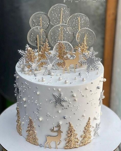 Winter Torte, Snow Cake, Winter Wonderland Cake, Christmas Themed Cake, Wonderland Cake, Christmas Cake Designs, New Year's Cake, Christmas Cake Decorations, Xmas Cake