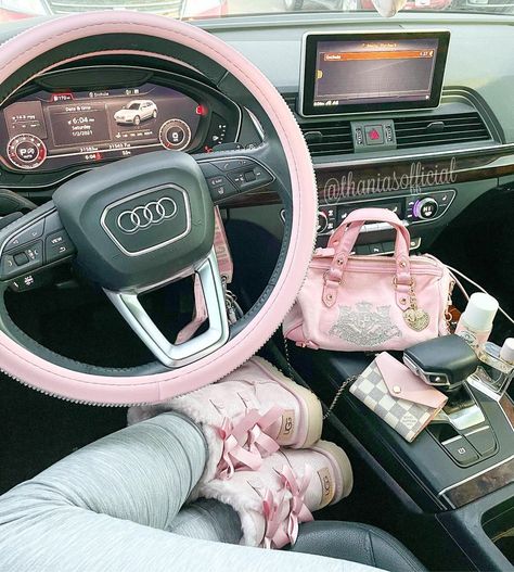 Pink Steering Wheel, Lux Lisbon, Pink Car Interior, Pink Steering Wheel Cover, Pink Car Accessories, Alana Champion, Female Hysteria, Girly Car Accessories, Inside Car