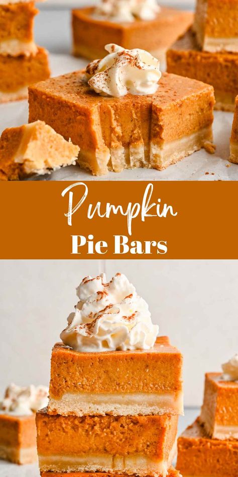 Pumpkin Pie Bars are easy pumpkin pie bars that make the perfect Thanksgiving dessert. Pumpkin pie bars are pumpkin pie in bar form. These bars have have spiced pumpkin filling on top of a simple homemade pie crust. These bars are the perfect end to any Thanksgiving dinner! Washing Plates, Simple Pumpkin Pie, Slab Pies, Pie Bars Recipe, Pumpkin Pie Bars Recipe, Pie Bar Recipes, Pumpkin Pie Bars, Easy Pumpkin Pie, Homemade Pumpkin Pie