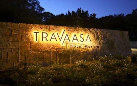 backlit hotel sign warm leds travaasa Apartment Amenities, Monument Signage, Neighborhood Signs, Hotel Signage, Entrance Signage, Compound Wall Design, Monument Signs, Shop Signage, Wall Signage