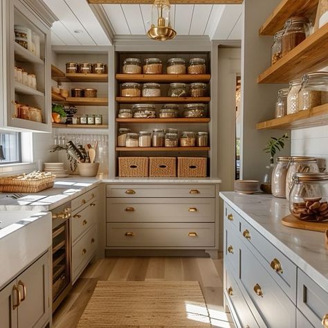 15 Stylish Walk In Pantry Window Ideas to Elevate Your Kitchen Design Pantry Ideas Walk In, Pantry Design Walk In, Kitchen Ideas Pantry, Dream Pantry Walk In Luxury, Pantry Interior Design, Dream Pantry Walk In, Farmhouse Kitchen Aesthetic, Pantry Window, Walk In Pantry Ideas