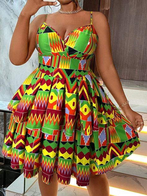 Yellow African Print Dress, Plus Size African Dresses, Dress For Chubby Ladies, Dress For Chubby, December Outfits, Kitenge Designs, Classy Short Dresses, African Print Tops, Ladies Day Dresses