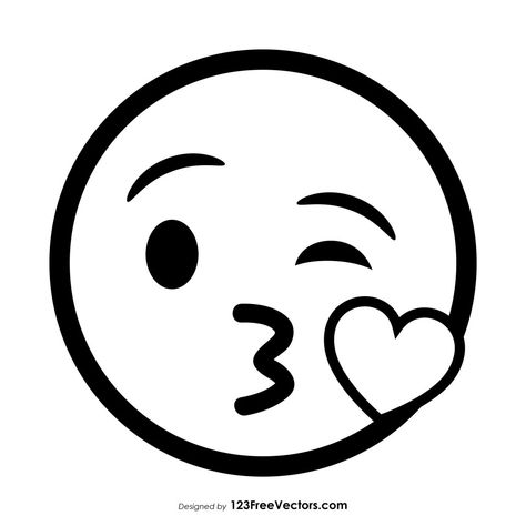 Smile Face Drawing Emoji, Kiss Emoji Faces, Kiss Outline, Kissy Emoji, Kiss Draw, Emoji Svg, Emoji Coloring Pages, Emoji Clipart, Kiss Emoji