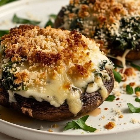 Easy Stuffed Portobello Mushrooms Recipe Portabella Mushrooms Recipes, Chicken Florentine Casserole, Stuffed Portabella, Portabella Mushroom, Portobello Mushroom Recipes, Portabella Mushrooms, Chicken Florentine, Cooking Challenge, Stuffed Portabella Mushrooms