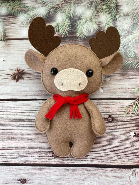 Christmas Moose PDF Pattern Felt Moose Sewing Tutorial - Etsy Felt Moose, Stocking Ideas, Christmas Moose, Dec 8, Ornaments Diy, Sewing Patterns Free, Sewing Tutorials, Pdf Pattern, Moose