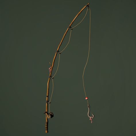 ArtStation - Stylized Fishing Pole Fishing Rod Art, Fishing Pole Drawing, Fishing Painting, Motion Graphs, Portfolio Project, Brokeback Mountain, Pole Art, Sea Of Thieves, Design Boards