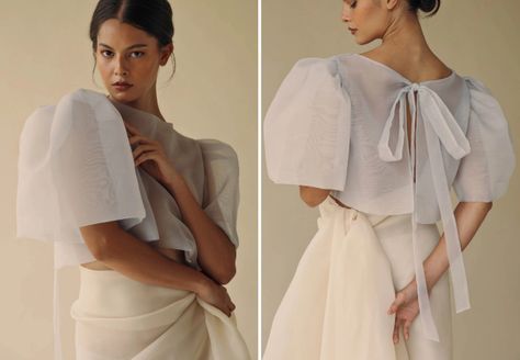 Modern Filipiniana Bridesmaid, Filipi�ñana Dress Modern Casual, Filipiniana Dress Modern, Modern Filipiniana Top, Barong Tagalog For Women, Filipiniana Top, Modern Filipiniana Gown, Organza Outer, Filipiniana Wedding Dress