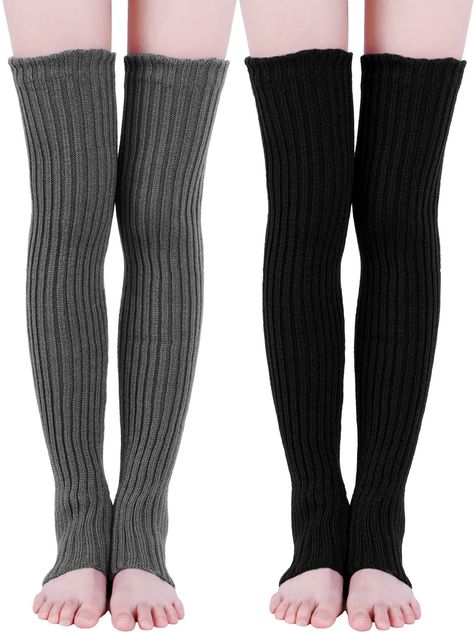 PRICES MAY VARY. Soft and thick: made of quality cotton material, soft to touch and comfortable to wear, easy to wash and not easy to pilling, can serve for a long time Over knee design: the length of the leg warmers is approx. 69 cm/ 27.5 inches (tiled situation), stretchy material ensures it fit for most leg size, easy to wear and take off Classic colors: different color sets for your choice, classic colors with simple design can match your most styles and make you look more elegant in a cozy Winter Leg Warmers, Black Leg Warmers, Knit Leg Warmers, Socks For Women, Long Knit, Long Socks, Knee Socks, Winter Knits, Knit Hat