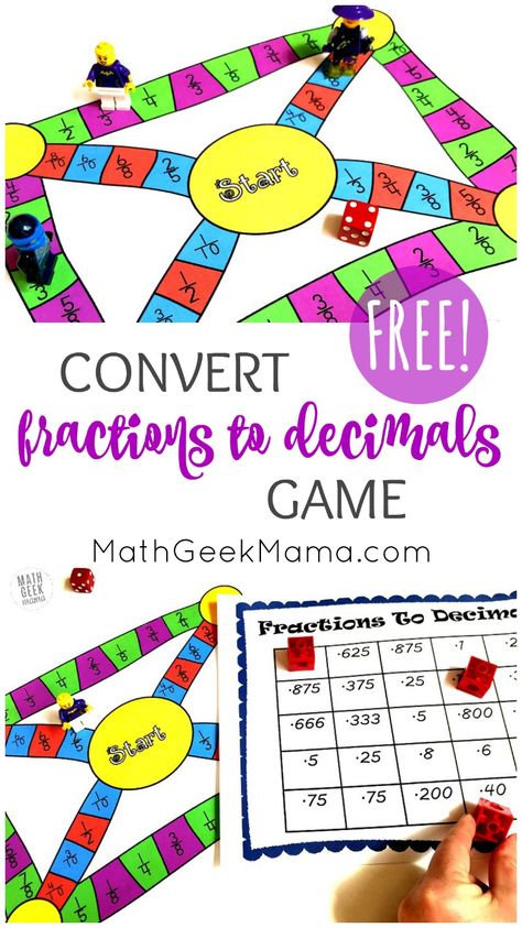 Convert Fractions To Decimals, Converting Fractions To Decimals, Math Conversions, Decimal Games, Easy Math Games, Decimals Activity, Converting Fractions, Math Decimals, Fraction Games