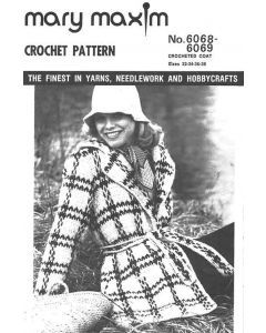 Crocheted Coat Pattern Crochet Coat Free Pattern, Mary Maxim Patterns, Crochet Coat Pattern, Crochet Sweater Vest, Plaid Crochet, Patron Vintage, Mary Maxim, Vintage Crochet Pattern, Crochet Coat