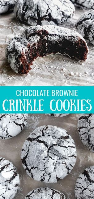 Brownie Crinkle Cookies, Powdered Sugar Cookies, Crackle Cookies, Crinkle Cookies Recipe, Chocolate Brownie Cookies, Cookie Brownie Recipe, Fudge Cookies, Chocolate Crinkle Cookies, Chocolate Crinkles