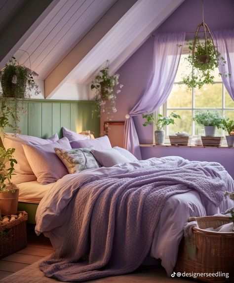 Purple Bedrooms, Casa Country, Cozy Room Decor, Dreamy Bedrooms, Home Decor Ideas Living Room, Green Rooms, Bedroom Green, Decoration Inspiration, Room Makeover Inspiration