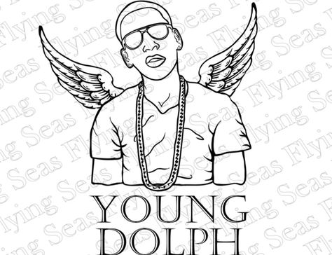 Young Dolph RIP SVG Cricut Silhouette Wings Clipart, Young Dolph, Paint Parties, Cartoon Tattoos, Cute Easy Drawings, How To Make Tshirts, May 11, Svg Design, Png Image