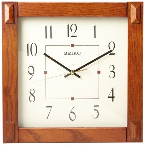 Seiko Wall Clock With Dark Brown Case ** See this great product. Square Clocks, Mission Oak, Tabletop Clocks, Square Wall Clock, Wooden Wall Clock, Wood Clocks, Mission Style, Wood Wall Clock, Wooden Clock