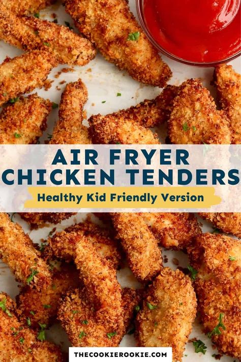 Essen, Healthy Chicken Tender Recipes Air Fryer, Air Fryer Protein Recipes, Chicken Tenders Air Fryer Recipes, Chicken Fingers Air Fryer, Home Made Chicken Tenders, Springtime Meals, Chicken Tenders Air Fryer, Chicken Tenders Healthy