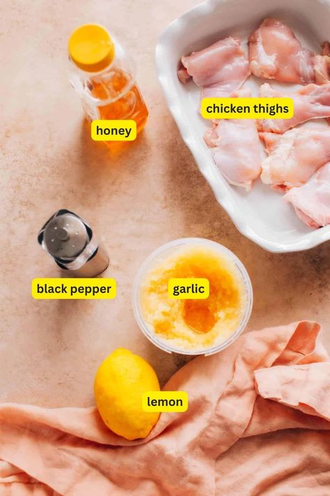 This Honey Garlic Lemon Pepper Chicken Thighs recipe is a flavor-packed dish that's perfect for busy weeknight dinners. Succulent and easy to make, these chicken thighs are roasted to perfection with a sticky, garlicky sauce that keeps you coming back for more. With a beautiful balance of sweet and savory, the honey, lemon, and garlic create a mouthwatering combination, while the pepper adds a hint of heat. So quick to prepare in just 30 minutes! Find the full recipe + video on my blog. Honey Garlic Lemon Pepper Chicken, Lemon Pepper Chicken Thighs, Chicken Thighs Recipe, Thighs Recipe, Easy Chicken Thigh Recipes, Lemon Pepper Chicken, Pepper Chicken, Gluten Free Pasta, Honey Lemon