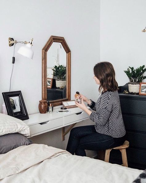 Ikea Bedroom Storage | POPSUGAR Home Ikea Bedroom Storage, Budget Bedroom Makeover, Sm�å Rum Lidt Plads, Tiny Bedroom Design, Ikea Bedroom, Budget Bedroom, Tiny Bedroom, Ikea Hacks, A Mirror