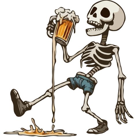 Drunk Skeleton is a Men's T-Shirt designed by katzura to illustrate your life and is available at Design By Humans Drunk Illustration, Skeleton Drinking Beer, Art Graf, Bg Design, Beer Art, Artist Branding, Funny Skeleton, Popular Artists, Art Contest