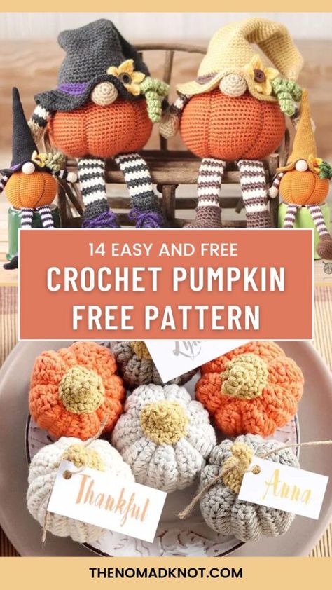 Easy Crochet Pumpkin Free Patterns: 14 Designs for Every Taste ⋆ The Nomad Knot Crochet Pumpkins Free Pattern Easy, Crochet Pumpkin Free Pattern, Crochet Pumpkin Patterns, Easy Crochet Pumpkin, Gnomes Crochet, Pumpkin Patterns, Crochet Succulent, Crochet Pumpkins, Fall Crochet Patterns