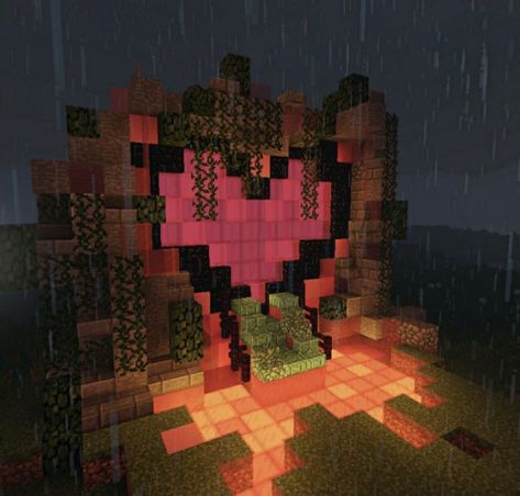 Cute Nether Portal, Minecraft Heart, Minecraft Valentines, Nether Portal, Minecraft Structures, Minecraft House Plans, Minecraft Cottage, Cute Ferrets, Cute Minecraft Houses