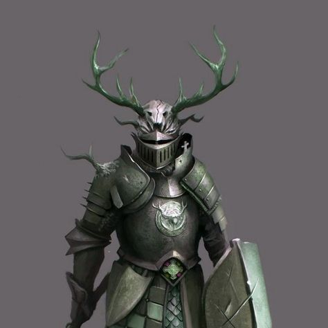 Knight With Antlers, Deer Knight, Angel Knight, Gold Armor, Fantasy Garb, Dnd Stories, Green Knight, Fantasy Armor, Medieval Fantasy