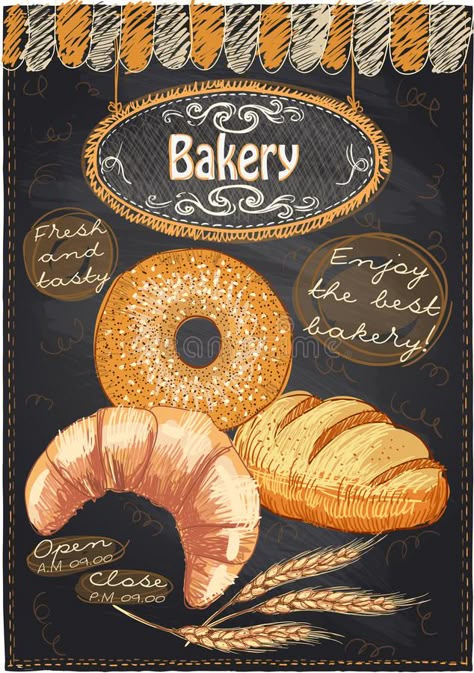 Chalkboard Cafe, Chalk Sign, Best Bakery, Chalkboard Designs, Bakery Design, Decoupage Vintage, Bakery Shop, Cafe Menu, Bread And Pastries