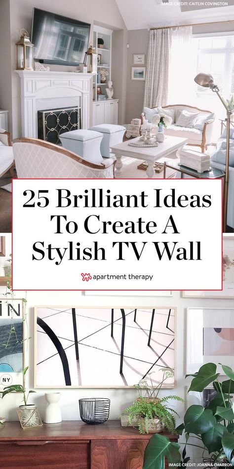 These stylish tips will help you decorate around a television in your living room, bedroom, and beyond.  #tv #livingroomideas #livingroomdecor #livingroomdecorideas #livingroomtrends #television #tvroom #tvideas #tvdecor #entertainmentroom #hangtv #hidetv Ideas To Decorate Living Room, Above Tv Decor, Declutter Living Room, Wall Behind Tv, Tv Wall Ideas, Fireplace Tv Wall Decor, Tv Wall Decor Ideas, Stylish Tips, Bohemian Living Rooms