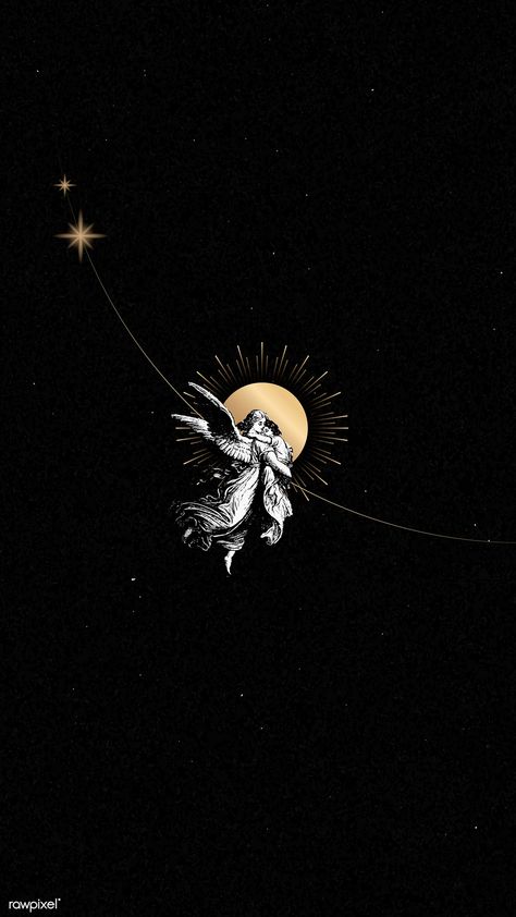 Vintage Christmas guardian angel from the public domain on black background mobile phone wallpaper vector | premium image by rawpixel.com / manotang Christmas Moon Wallpaper, Wallpaper Iphone Aesthetic Christmas, Angel Background, Iphone Wallpaper Christmas, Christmas Wallpaper Iphone Aesthetic, Vintage Christmas Aesthetic Wallpaper, Guardian Angel Art, Christmas Phone Backgrounds, Moon Chart