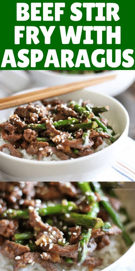 Crunchy Asparagus, Asparagus Stir Fry Recipes, Easy Beef Stir Fry, Koreansk Mat, Asparagus Stir Fry, Beef Stir Fry Recipes, Maple Recipes, Asparagus Fries, Beef Stir Fry