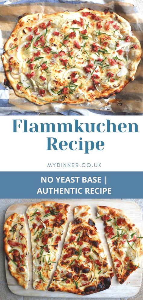 Pizza Dough To Freeze, Flammkuchen Recipe, German Pizza, Freeze Pizza, Freeze Pizza Dough, Easy German Recipes, German Food Authentic, Dough Pizza, Sour Cream Recipes