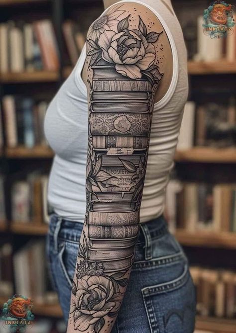 Book Lover Tattoo, Wiccan Tattoos, Bookish Tattoos, Literary Tattoos, Tattoos Inspiration, Tattoos Sleeve, Mushroom Tattoos, Tattoos For Lovers, Temple Art