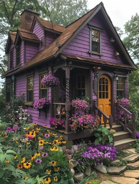 Purple House, Dream Cottage, Fantasy House, Cute House, Sims House, Dream House Exterior, House Goals, Pretty House, Dream House Decor