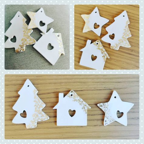 Clay Xmas Tree Decorations, Homemade Christmas Ornaments Diy, Christmas Booth, Christmas Photograph, Clay Christmas Decorations, Tree Star, Air Dry Clay Projects, Clay Christmas, Cerámica Ideas