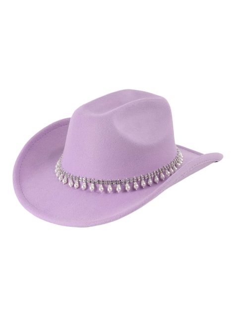 Disco Cowboy Hat, Women Fedora, Cowgirl Fashion, Color Lila, Fancy Party, Rhinestone Decor, Violet Purple, Cowgirl Hats, Hat For Women