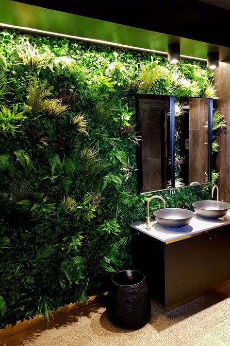 Great Garden Cocktails Bar Designs Greenery Bathroom Decor, Greenery Bathroom, Washroom Tiles Design, Cocktail Bar Design, Modern Small Bathrooms, Luxury Master Bathrooms, House Plants Decor, Cafe Interior Design, Dream Bathrooms