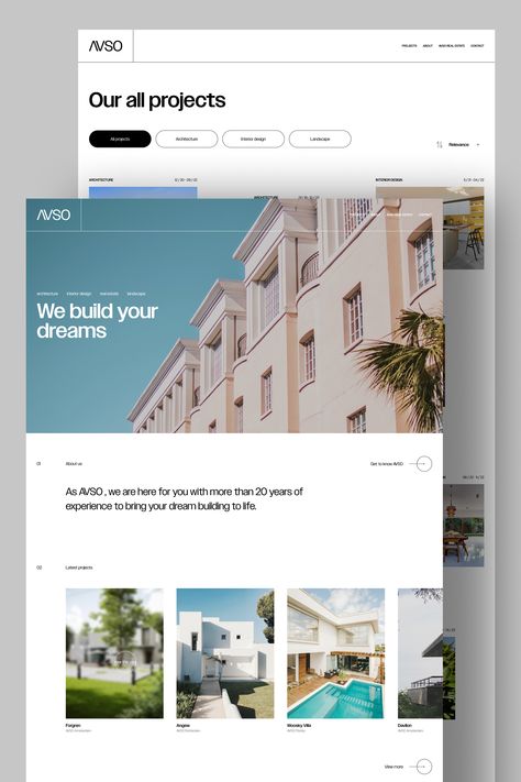 Avso, which is essentially an architectural firm, provides services in real estate and many other areas. As Bespired Studio, we present the brand identity and website we created for Avso to your liking. Corporate Web Design, Hotel Website Design, Real Estate Website Design, Luxury Website, Flat World, Real Estate Site, Architectural Firm, Gui Design, Creative Website Design