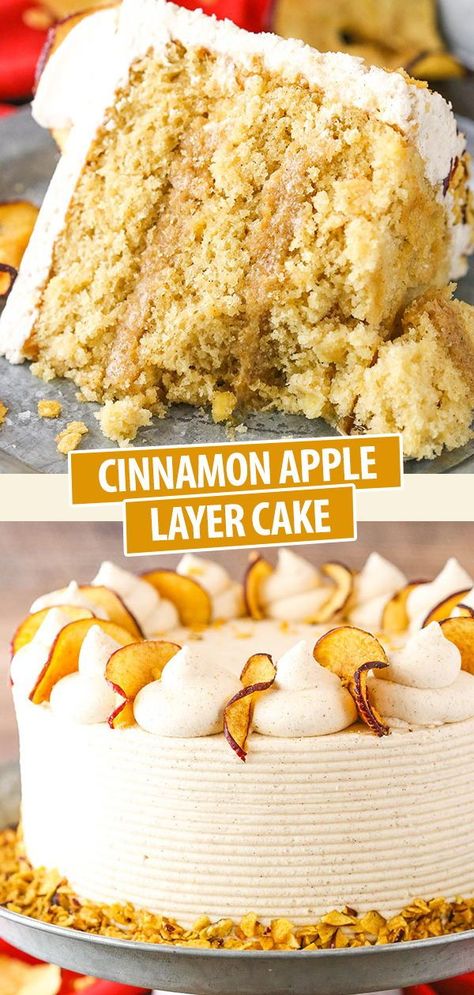 Apple Layer Cake, Apple Cinnamon Cake, Homemade Strawberry Sauce, Apples Cinnamon, Fall Cake, Cinnamon Cake, Fall Cakes, Cake Easy, Apple Filling