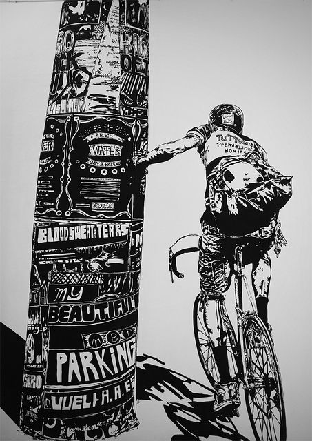 @ My Beautiful Parking (graffiti &/ street art LXXIX) by scurvy_knaves, via Flickr Cycling Posters, Bike Illustration, Bike Messenger, Velo Vintage, Urban Cycling, Arte Punk, Bike Poster, Riding A Bike, I Want To Ride My Bicycle