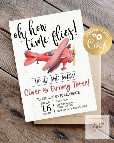 Party Time: Kid's Birthday Party Bash Plane Birthday, Baby Handprint Crafts, Planes Birthday Party, Planes Birthday, 7 Birthday, First Birthday Posters, Planes Party, 2nd Birthday Boys, Airplane Theme