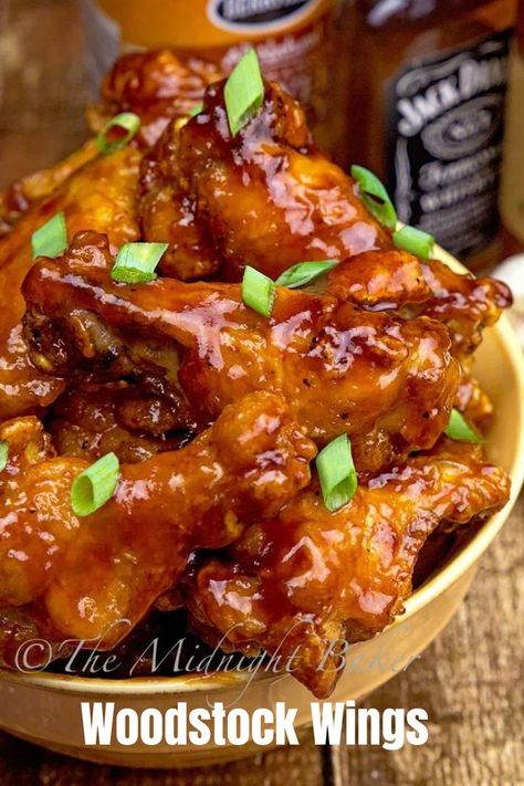 These chicken wings are inspired by the woodstock festival. Make for game day or tailgating appetizer. American Meals, Sticky Wings, Wings Recipes, Woodstock Music, Woodstock Ny, Bbq Wings, Best Wings, Turkey Wings, Game Day Appetizers