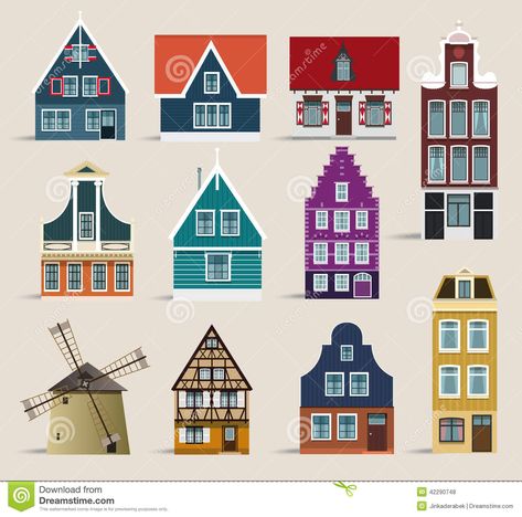 Dutch houses Dutch Bros Drinks, Holland House, Amsterdam Houses, Dutch House, Building Illustration, House Illustration, House Vector, House Drawing, Simple Illustration