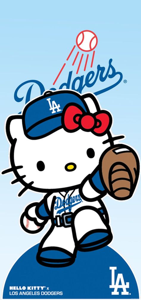 La Dodgers Drawing, Baseball Iphone Wallpaper, Dodgers Hello Kitty, Hello Kitty Dodgers, Dodgers Drawing, Dodger Tattoos For Women, Dodgers Wallpaper Iphone, Baseball Wallpaper Aesthetic, La Dodgers Wallpapers