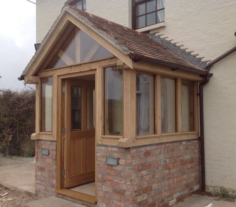 Oak Porch, Porch Extension, Sas Entree, Porch Ideas Uk, Brick Porch, Porch Canopy, Oak Front Door, Porch Kits, Balkon Decor